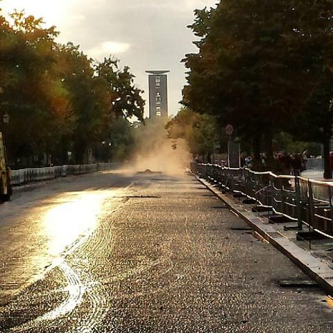 Hot tarmac + rain :) by Scott Joyce